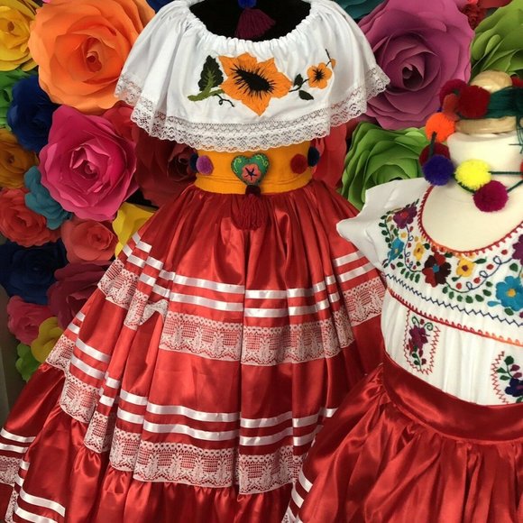 Mexican Womans Skirt China Oaxaca Coco Frida Theme - Picture 5 of 5